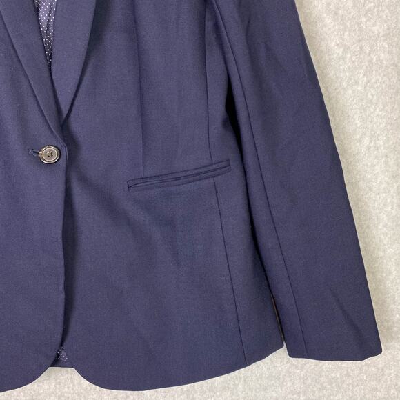 J.Crew Blazer Women's Size 4 Tall Navy Blue Wool Blend One-Button Casual Formal - Picture 3 of 11